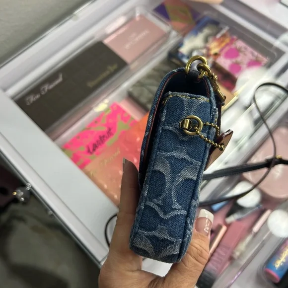 Coach Signature Denim Blue Crossbody Bag - Picture 6 of 7